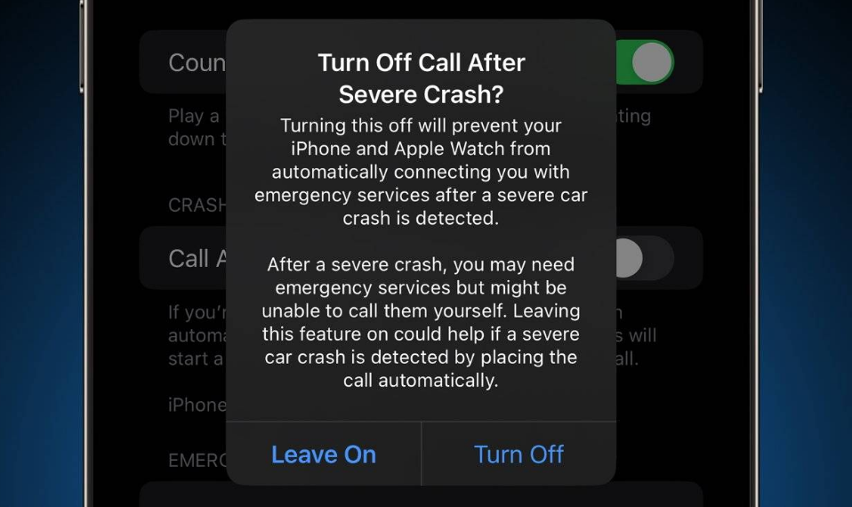 元江苹果14维修分享 iPhone 14 和 Apple Watch 上关闭崩溃检测 