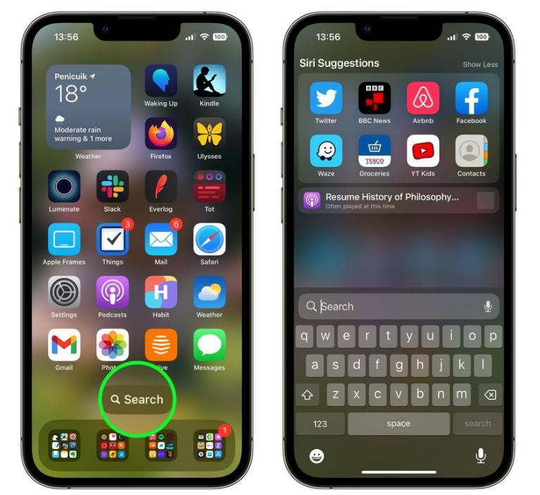 元江苹果手机维修分享升级到 iOS 16 后，如何删除主屏幕上的搜索按钮 